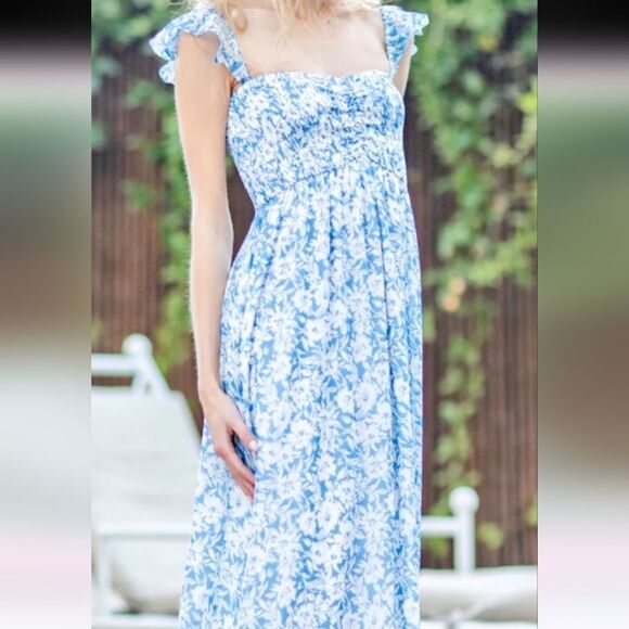 Sweet Floral Maxi Dress with Flutter Sleeves - Picture 13 of 13